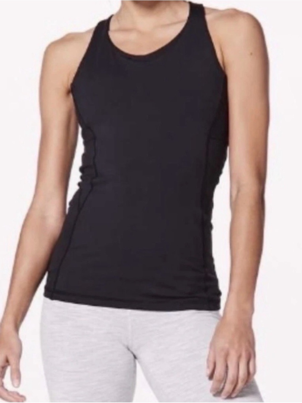Lululemon Size 6 Black Stash N Run Tank Top Built In Sports Bra Criss Cross Back